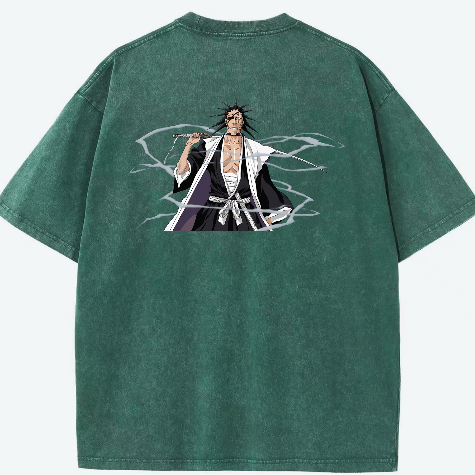 （画像用） ブリーチ ざらき けんぱち BLEACH Zaraki Kenpachi 綿100% ヴィンテージ風 半袖Tシャツ（背面プリント）